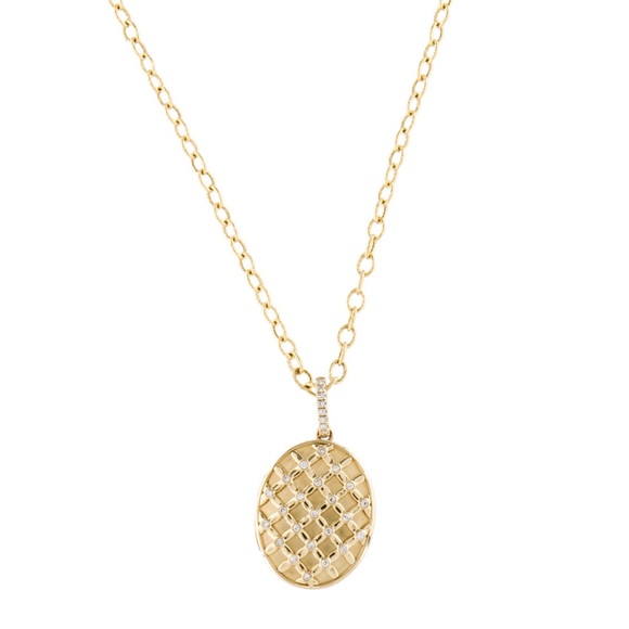 KC Designs 14K Diamond Oval Lattice Locket Necklace - Picture 6 of 7
